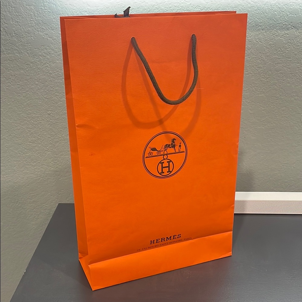 Hermes Orange paper Shopping Bag